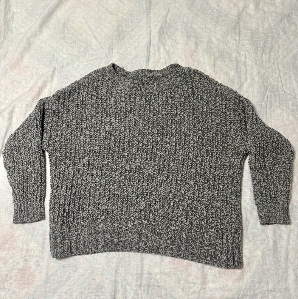 American Eagle Women's Sweater Small Crew Neck Gray Heathered Oversized Knit